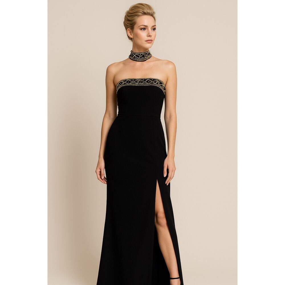 Vintage Jessica McClintock Gunne Sax Black Gown -Jeweled Choker - Size 10 ￼